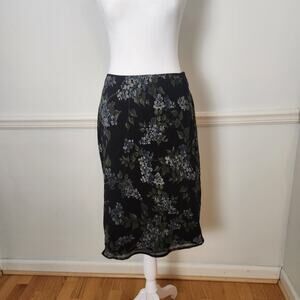 Vtg 90s Y2K Express Skirt Sz Medium Green Black Floral Fairy Grunge WhimsiGoth